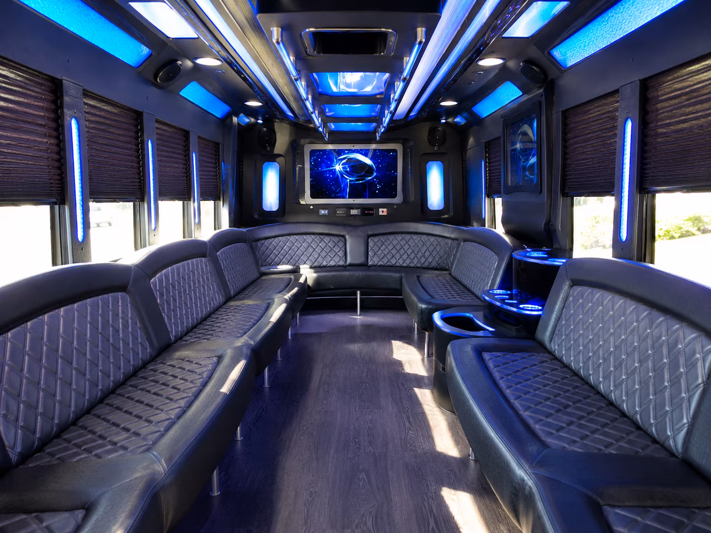 goose creek 28 passenger party bus inside
