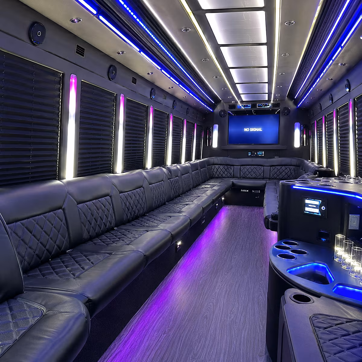 goose creek 30 passenger party bus inside