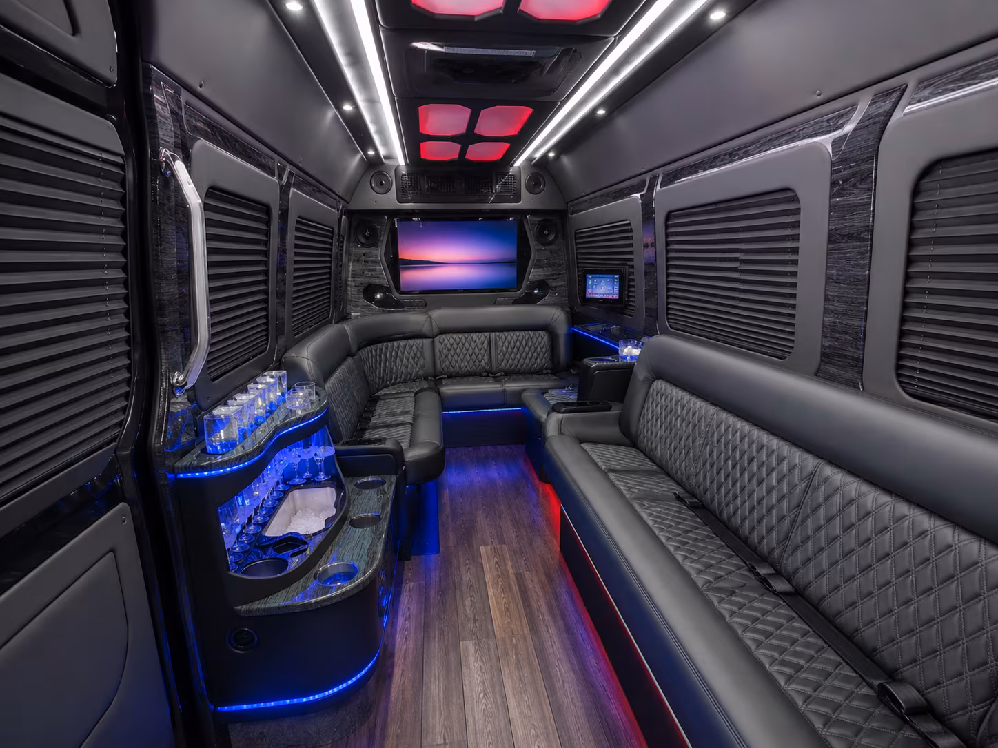 goose creek 40 passenger party bus inside