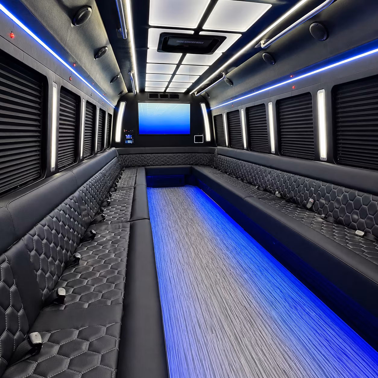 goose creek 50 passenger party bus inside