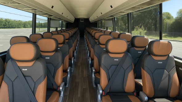 Interior of Charter Bus Company Greenville's 50 Passenger Charter Bus in Greenville