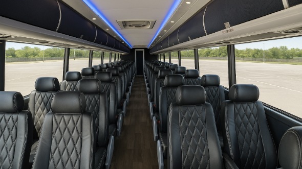Interior of Charter Bus Company Goose Creek's 55 Passenger Charter Bus in Goose Creek