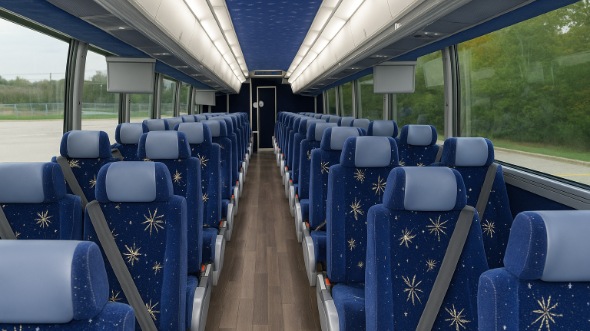 Interior of Charter Bus Company Mount Pleasant's 56 Passenger Charter Bus in Mount Pleasant