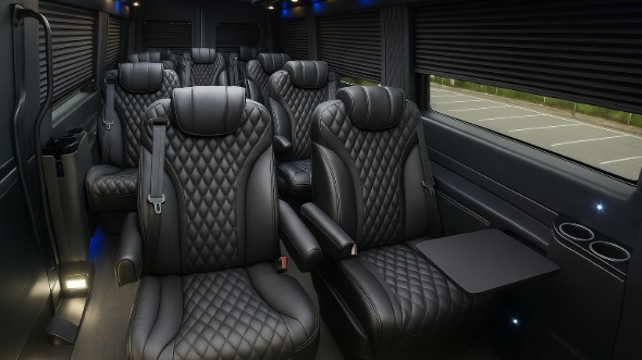 Interior of Charter Bus Company Charleston's Sprinter Van Rental With Driver in Charleston